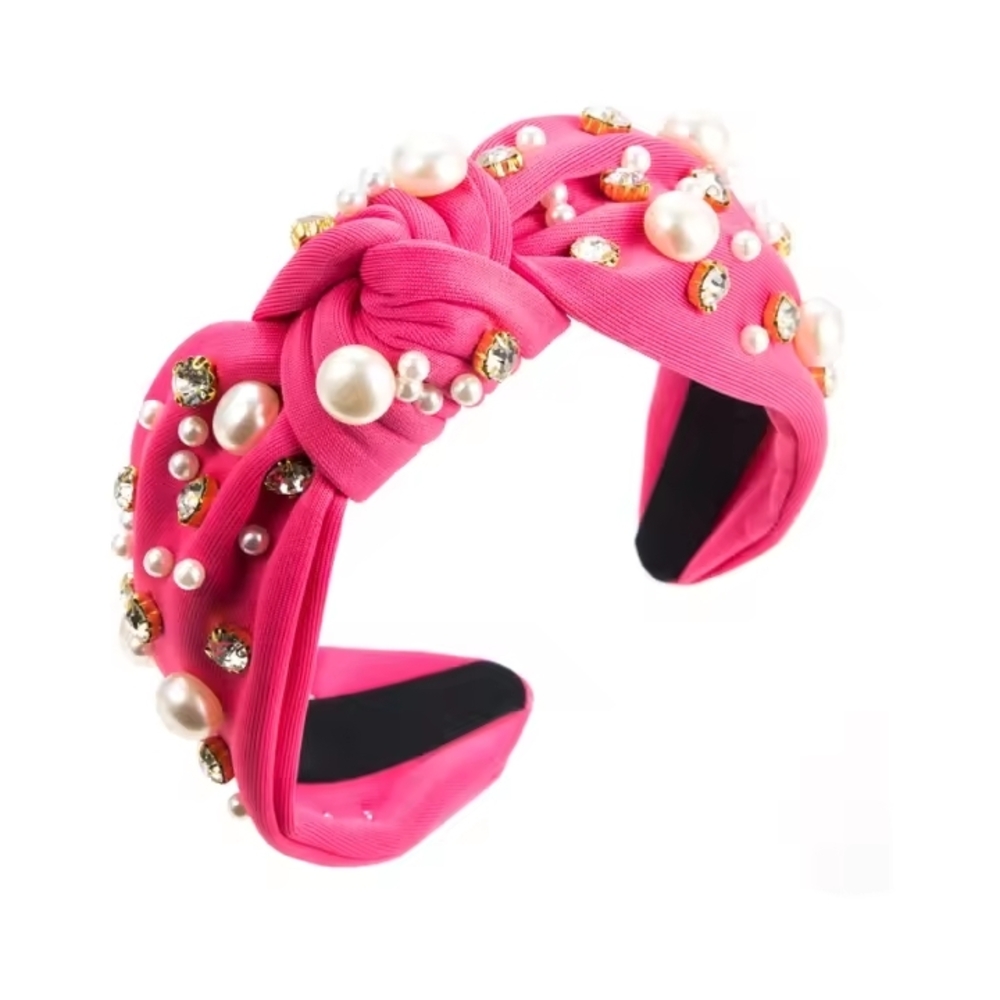 Elegant Pink Pearl Embellished Headband